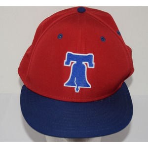 Philadelphia Phillies Hat Cap Mens Sz 8 Red New Era Polyester Liberty Bell